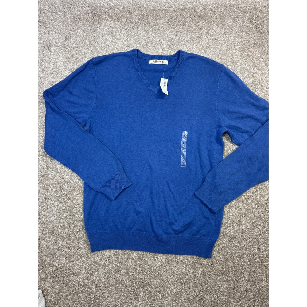 Old Navy Mens Blue V-Neck Long Sleeve Knit Sweater Size L NWT